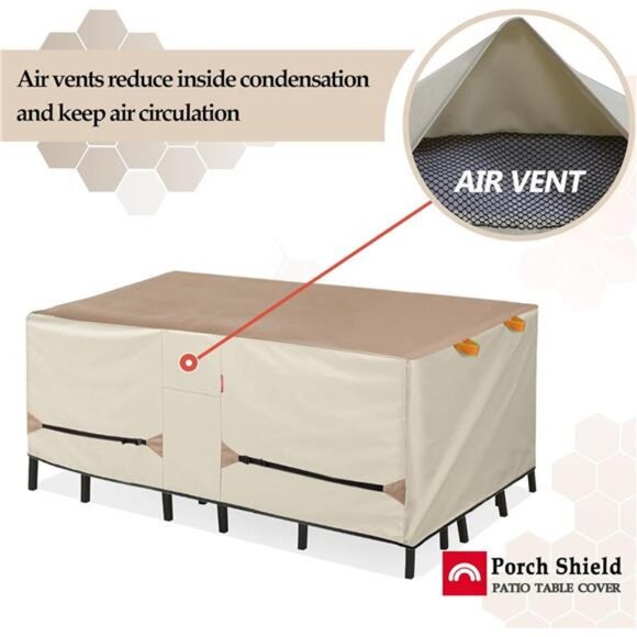 Porch Shield Patio Table Cover - Waterproof Outdoor Dining Table and Chairs - Picture 6 of 7